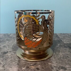 Bath and Body Works Gold Thanksgiving Turkey 3-Wick Candle Holder